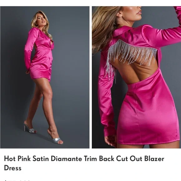 PrettyLittleThing | Dresses | Hot Pink Satin Diamante Trim Back Cut Out Blazer Dress | Poshmark PrettyLittleThing | Dresses | Hot Pink Satin Diamante Trim Back Cut Out Blazer Dress | Poshmark